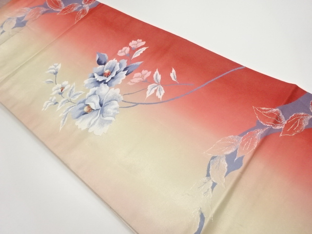 JAPANESE KIMONO / VINTAGE FUKURO OBI / WOVEN FLOWERS